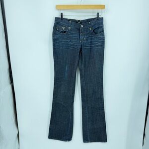 Costume National Blue Low Waist Flared Women raw Denim Jeans sz 27 x 35” inseam